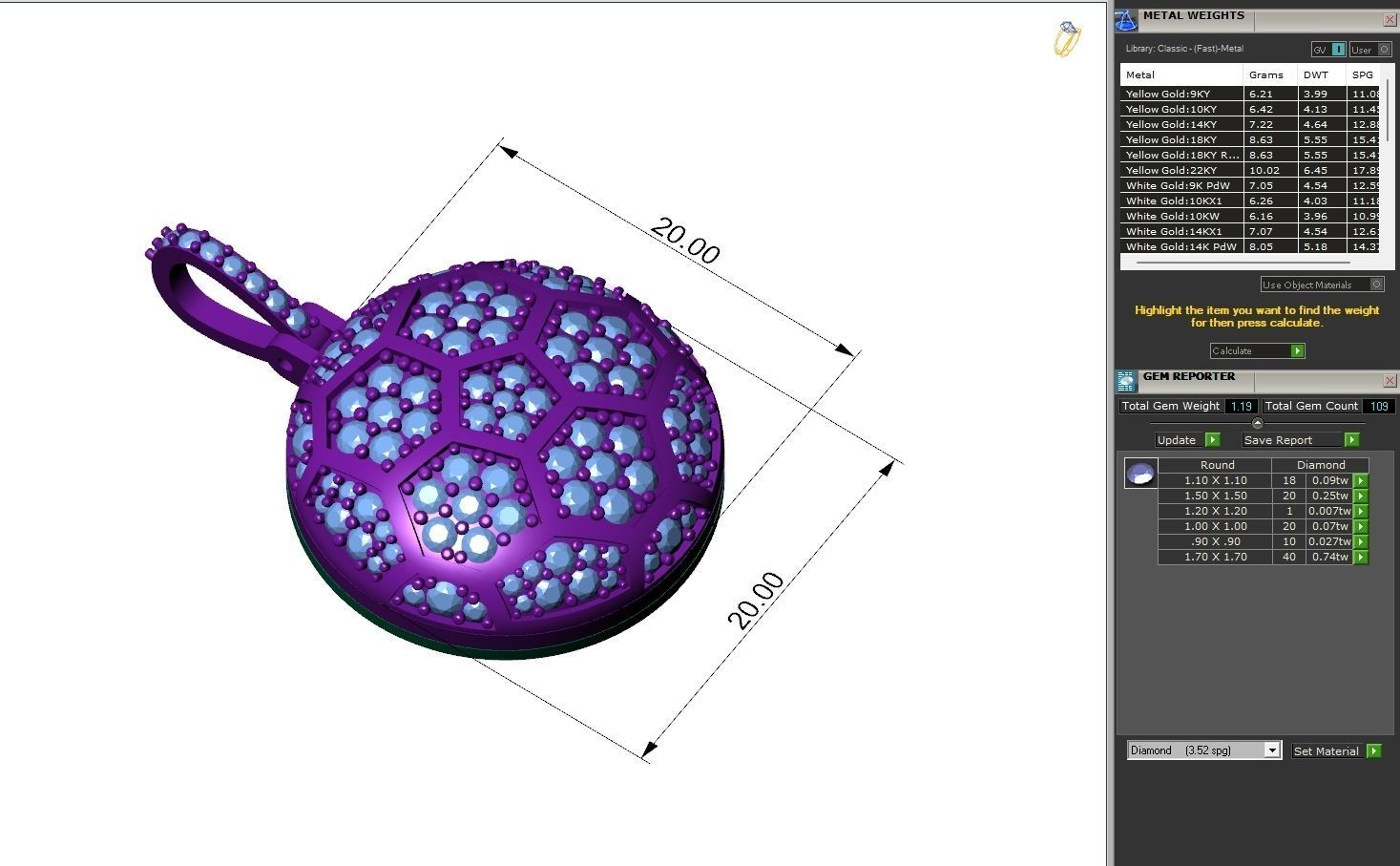 Custom Soccer Ball Diamond Pendant - Basketball Pendant Necklace 3D print model_6