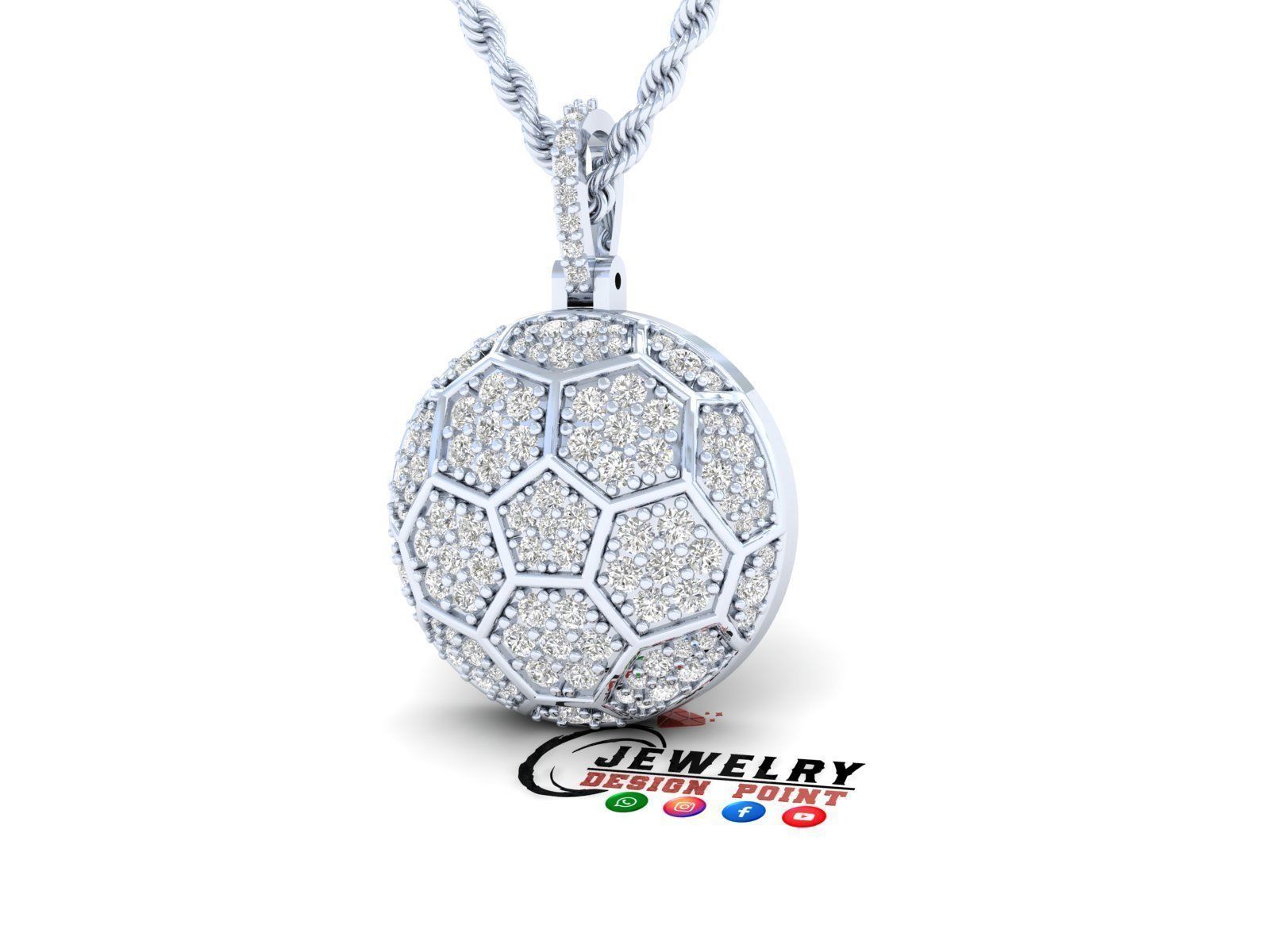 Custom Soccer Ball Diamond Pendant - Basketball Pendant Necklace 3D print model_2