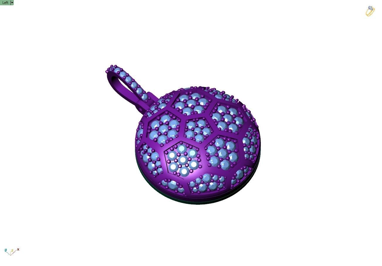 Custom Soccer Ball Diamond Pendant - Basketball Pendant Necklace 3D print model_8
