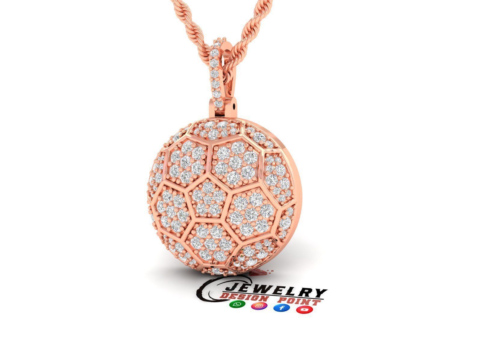 Custom Soccer Ball Diamond Pendant - Basketball Pendant Necklace 3D print model_3