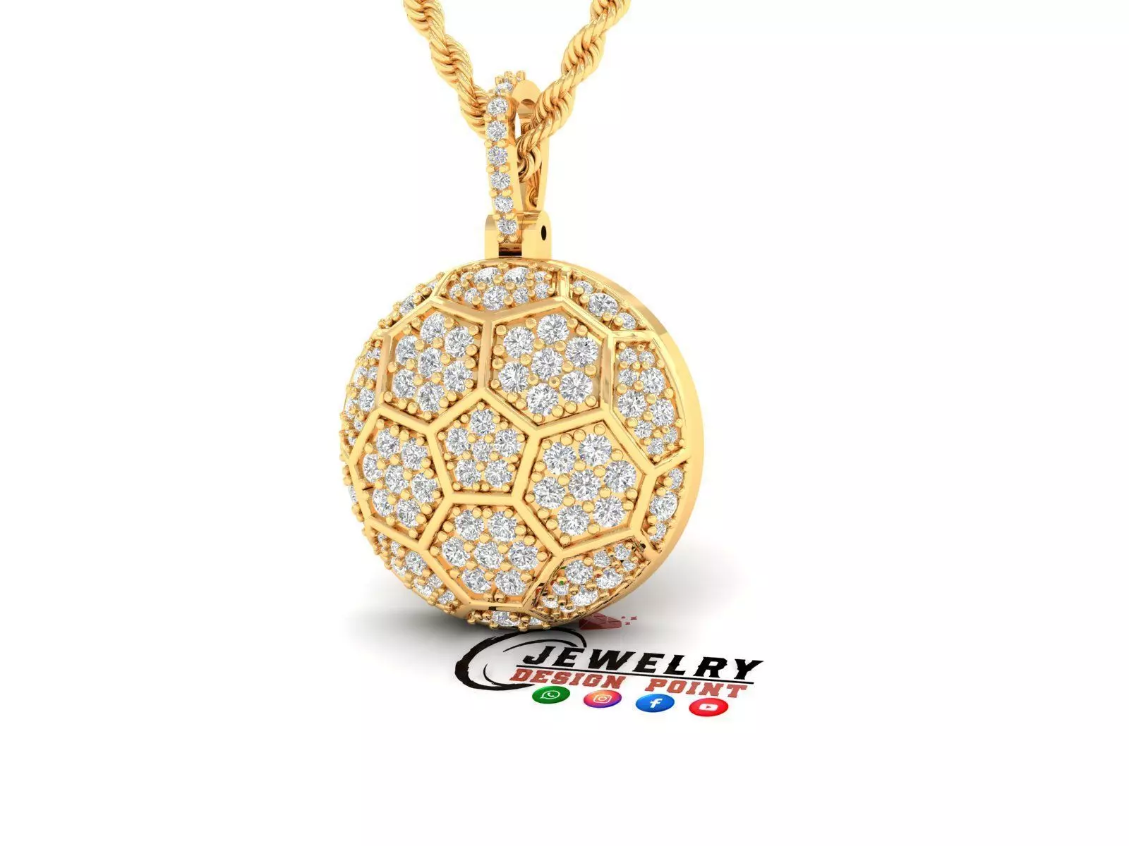 Custom Soccer Ball Diamond Pendant - Basketball Pendant Necklace 3D print model_0
