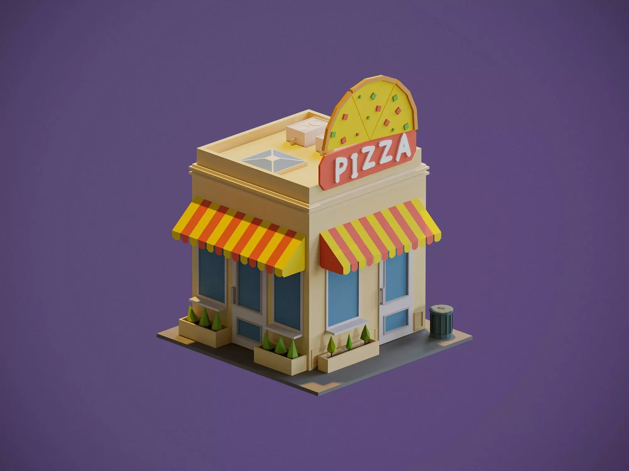 Pizza Shop Low-poly 3D model_0