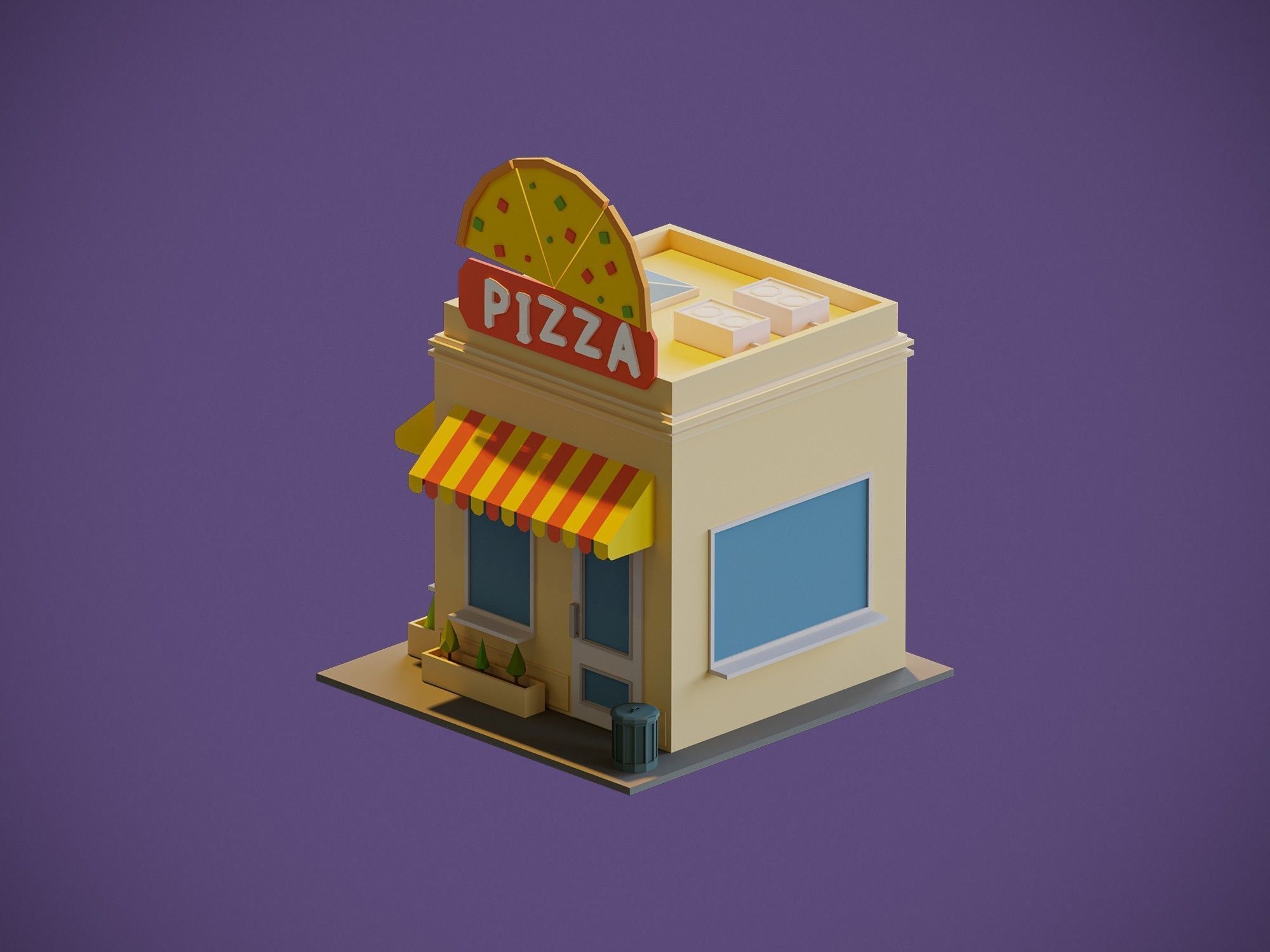 Pizza Shop Low-poly 3D model_2