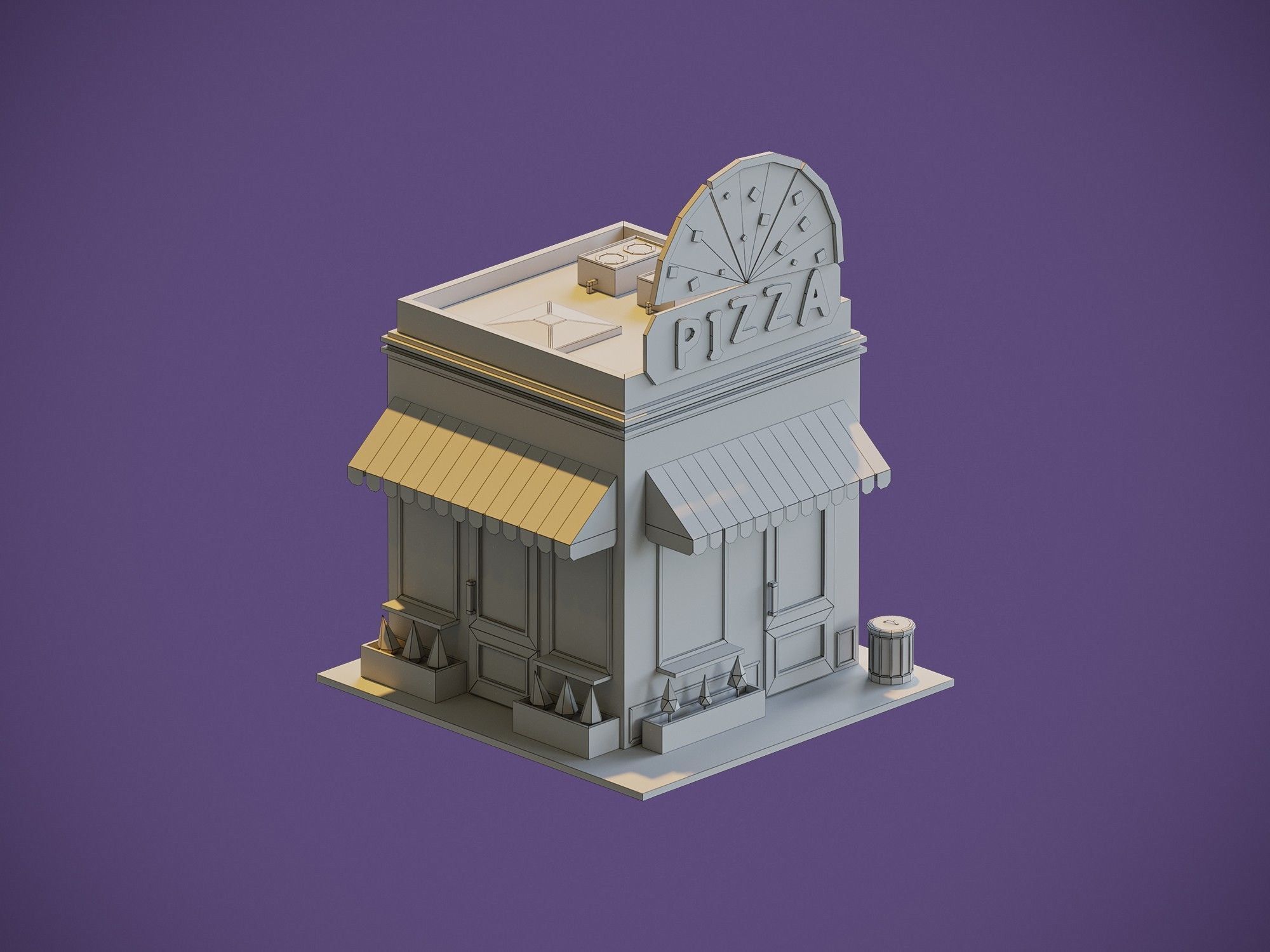 Pizza Shop Low-poly 3D model_1