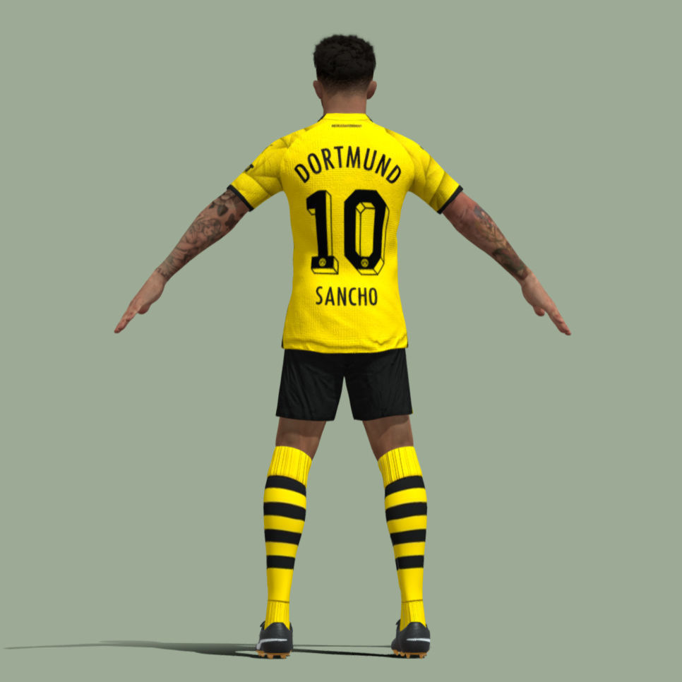 T-Pose Rigged Jadon Sancho Borussia Dortmund 3D model_3