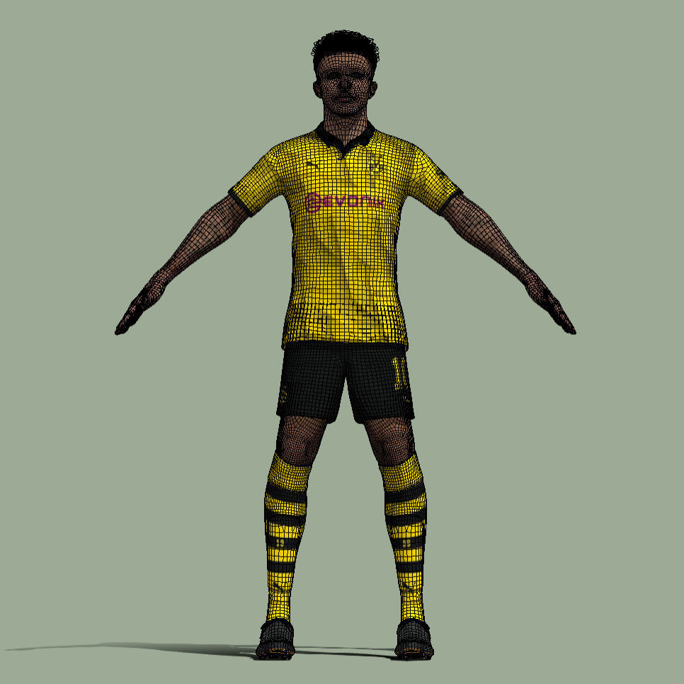 T-Pose Rigged Jadon Sancho Borussia Dortmund 3D model_6