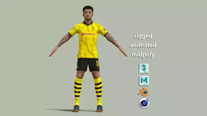 T-Pose Rigged Jadon Sancho Borussia Dortmund