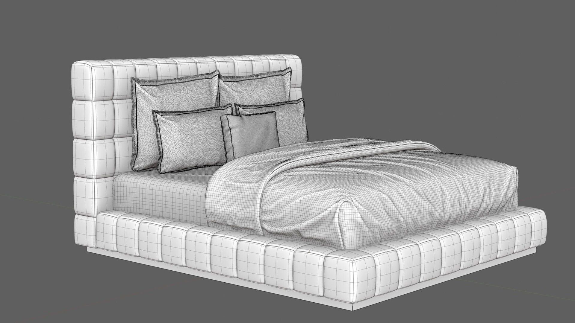 Margarita Upholstered Bed 3D model_5