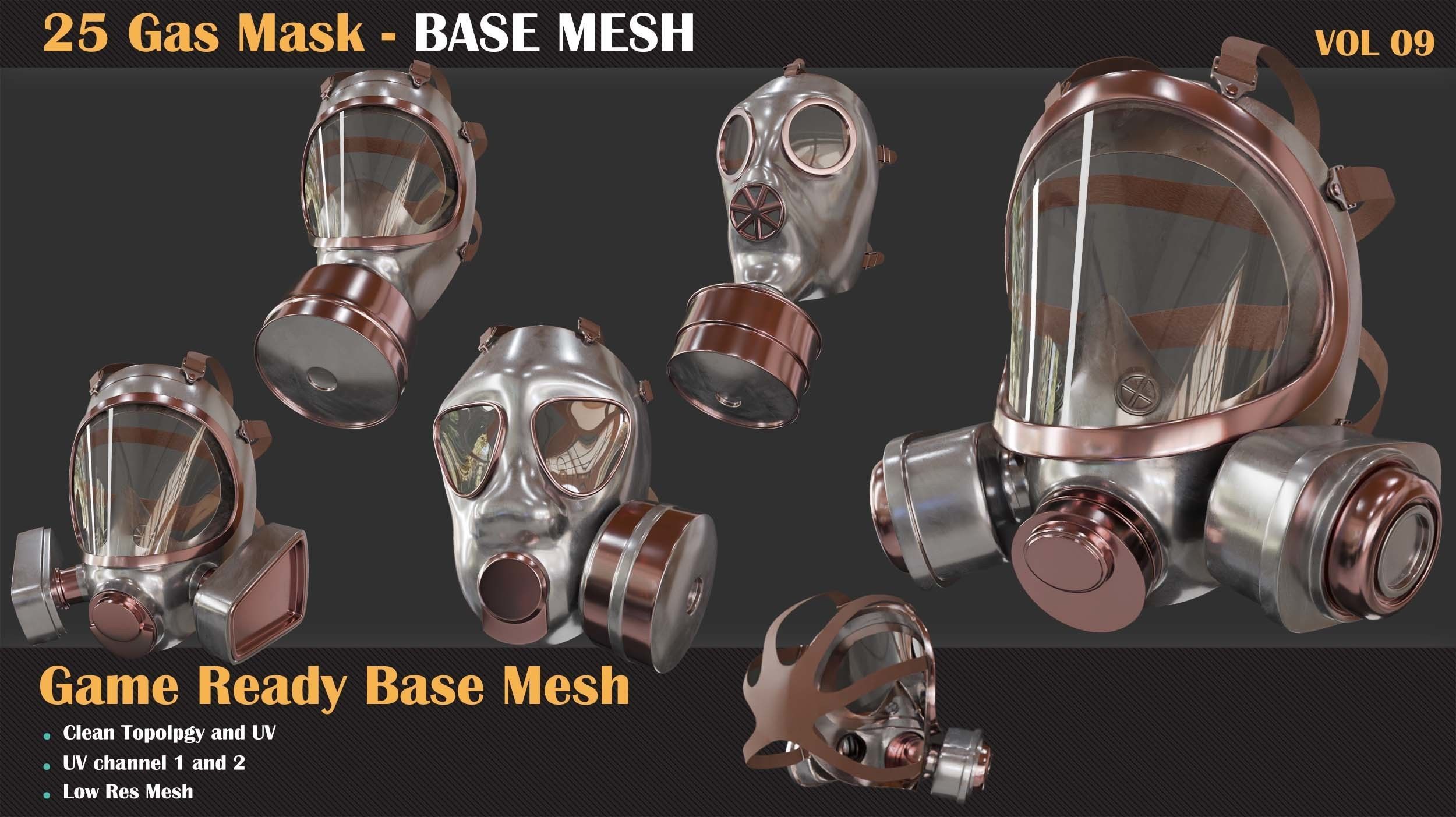 25 Gas Mask Base Mesh - VOL 09 3D model_3