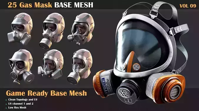 25 Gas Mask Base Mesh - VOL 09 3D model