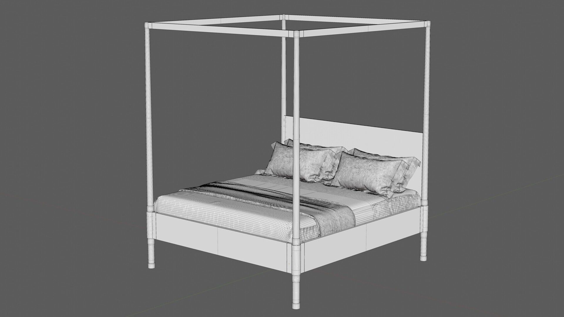 Teresa Four Poster Bed 3D model_6