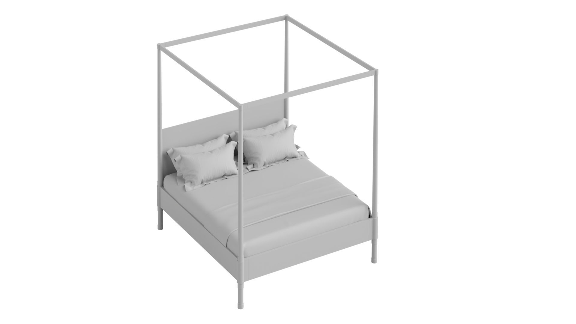 Teresa Four Poster Bed 3D model_4