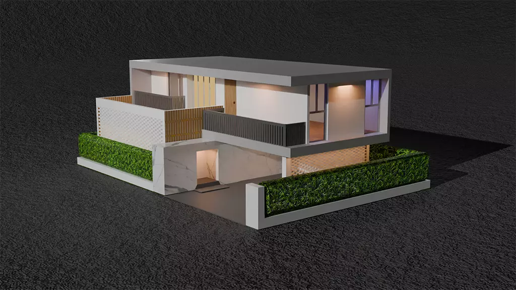 Exterior House Design   Low-poly 3D model_0
