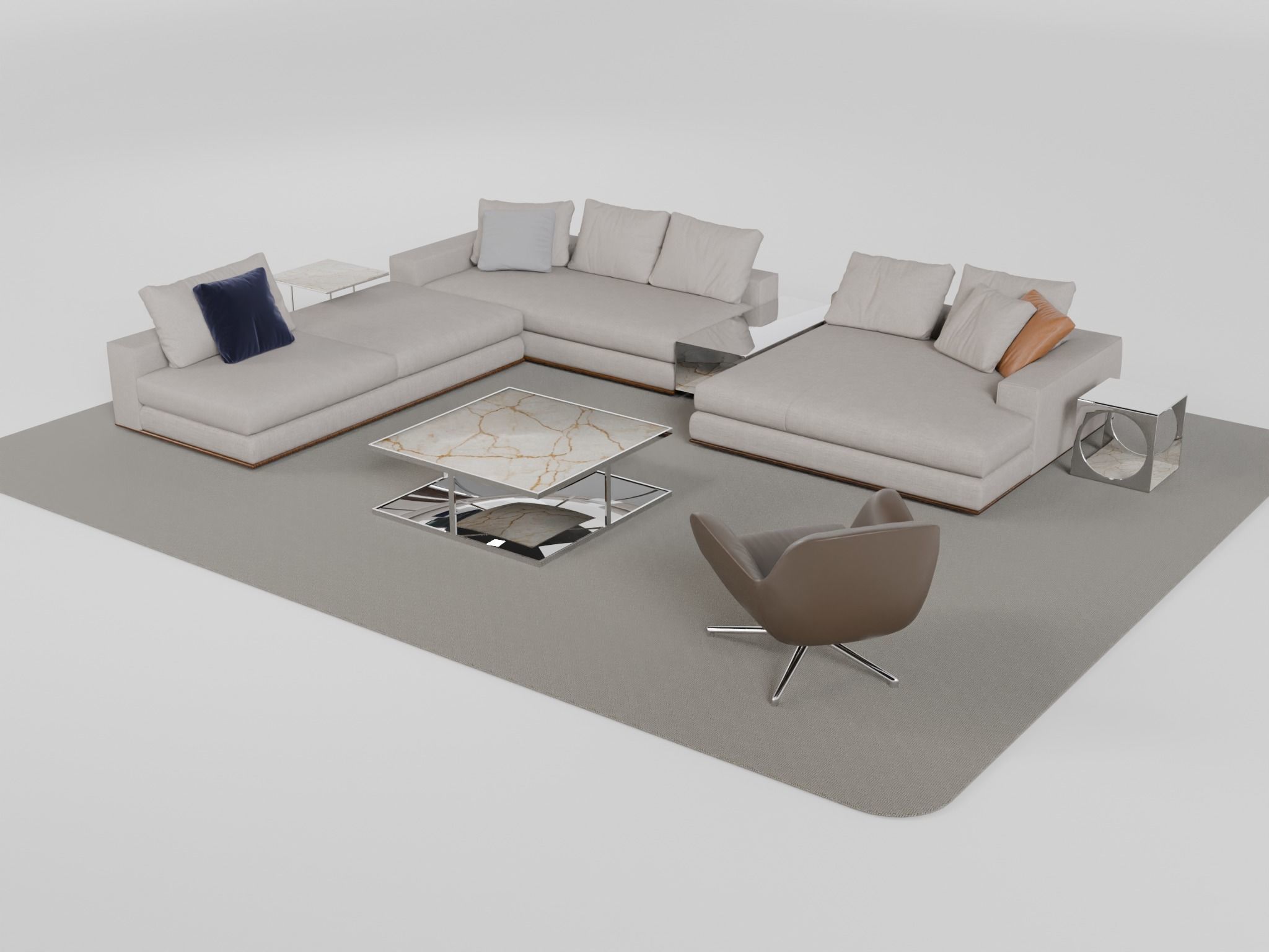 Cosy Sofa Set 3D model_1