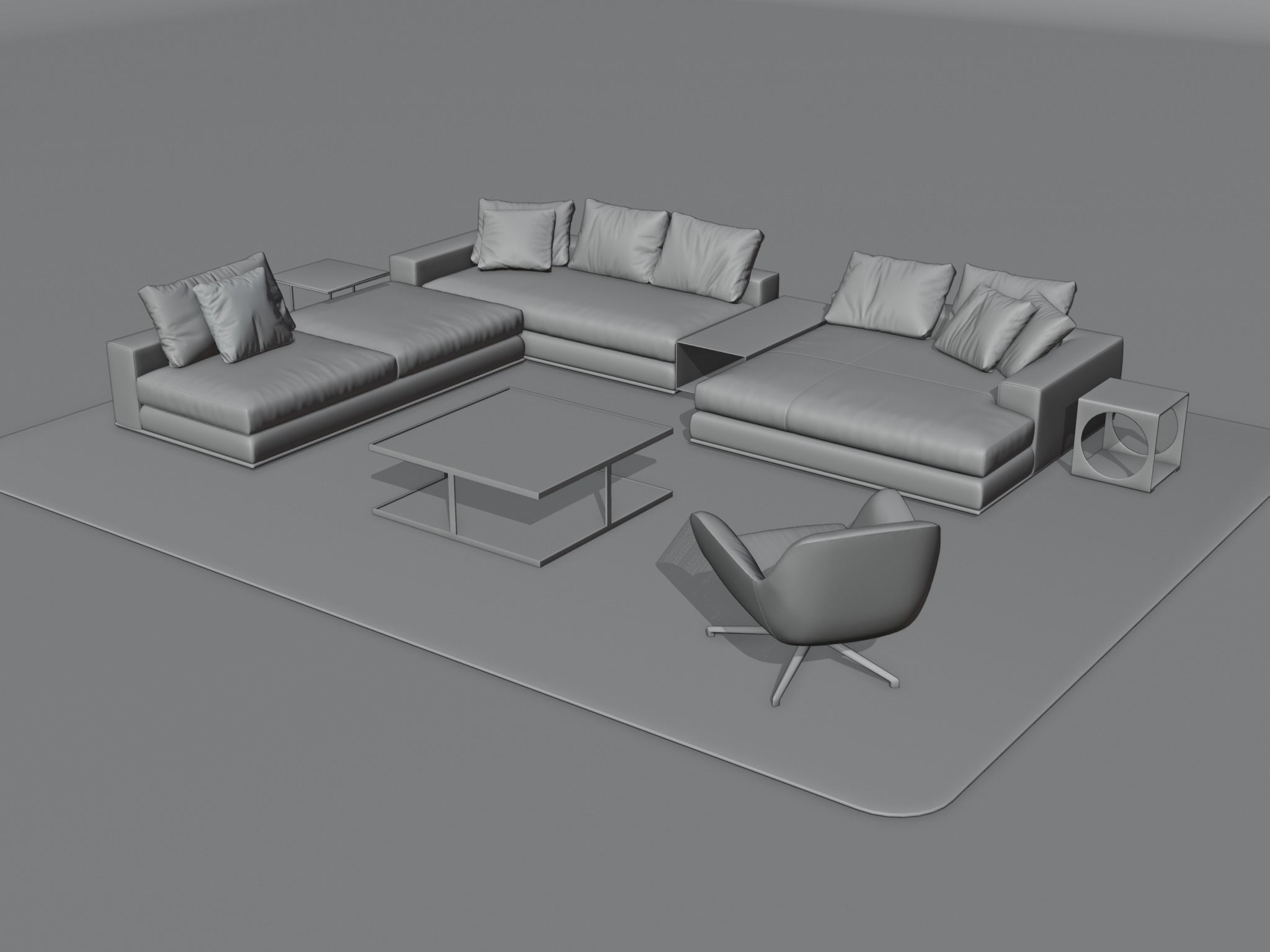 Cosy Sofa Set 3D model_8