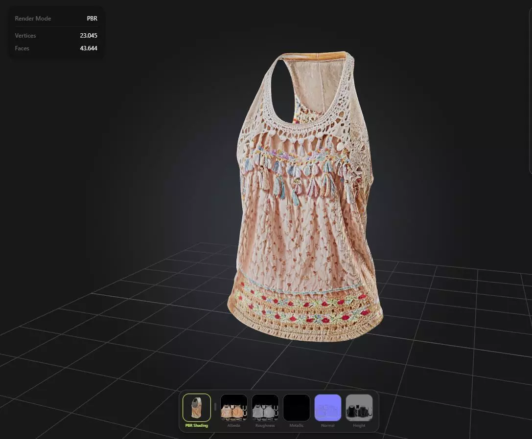 Boho Top PBR 4k Low-poly 3D model_0