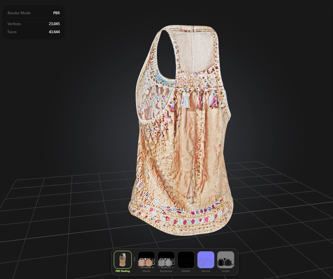 Boho Top PBR 4k Low-poly 3D model_1
