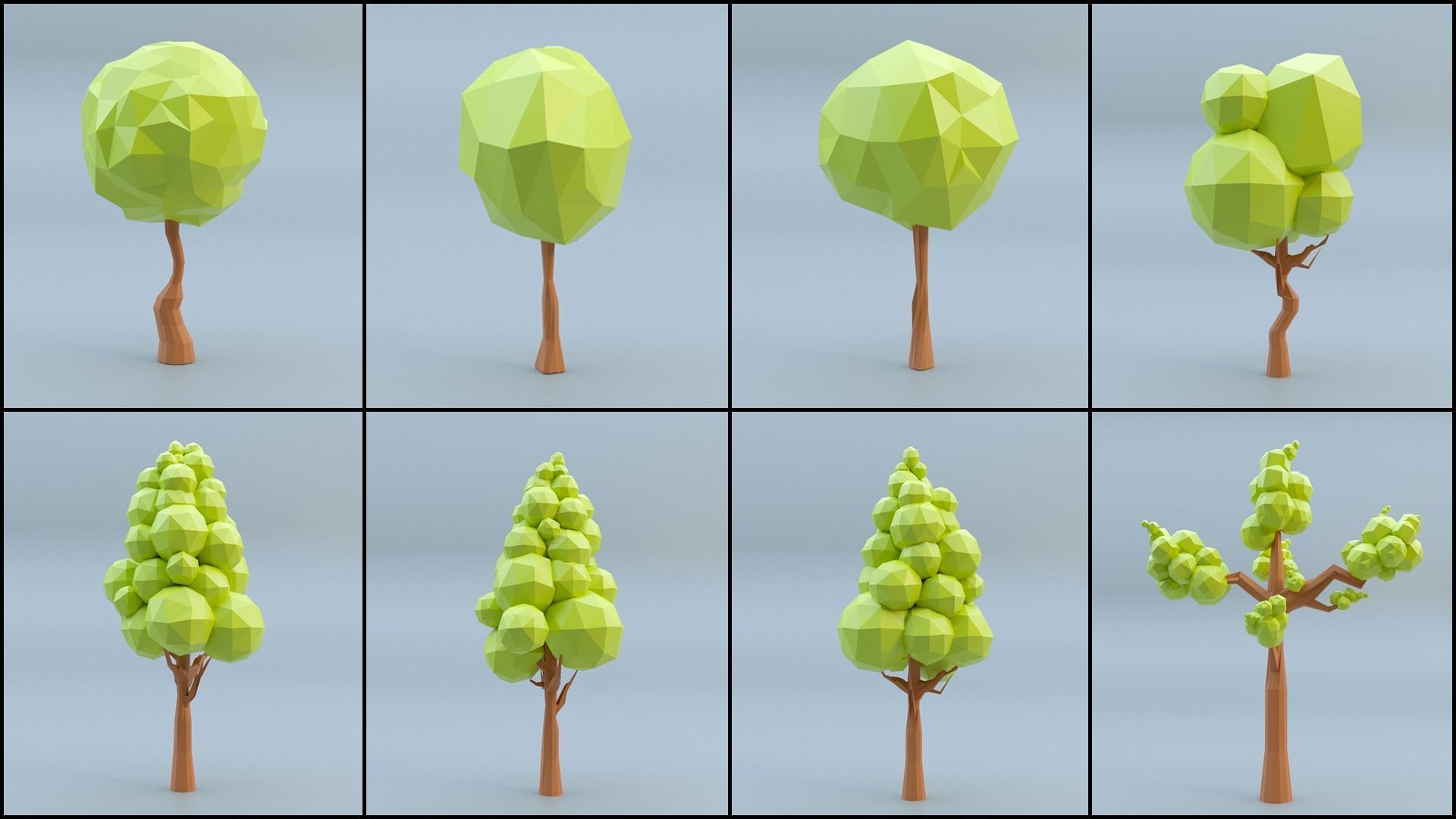Low-poly 3D model Tree Set Low-poly 3D model_4