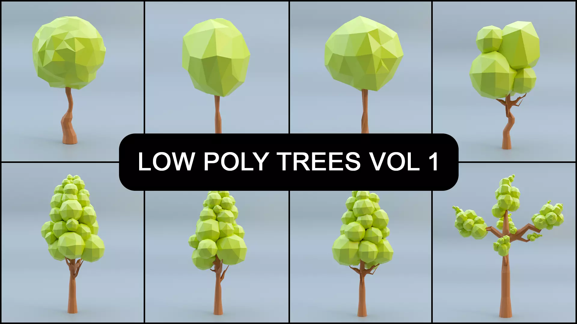 Low-poly 3D model Tree Set Low-poly 3D model_0