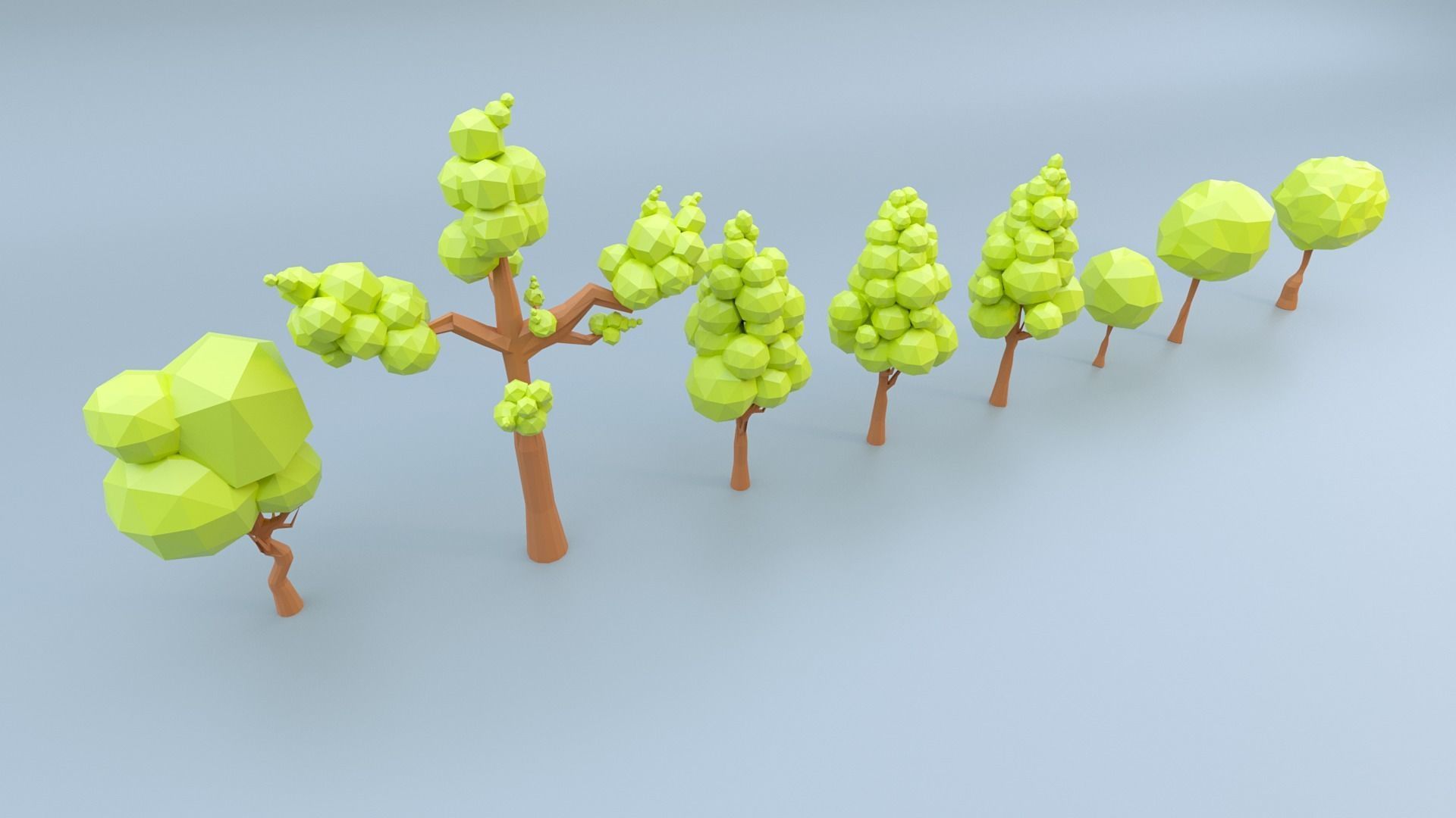 Low-poly 3D model Tree Set Low-poly 3D model_5