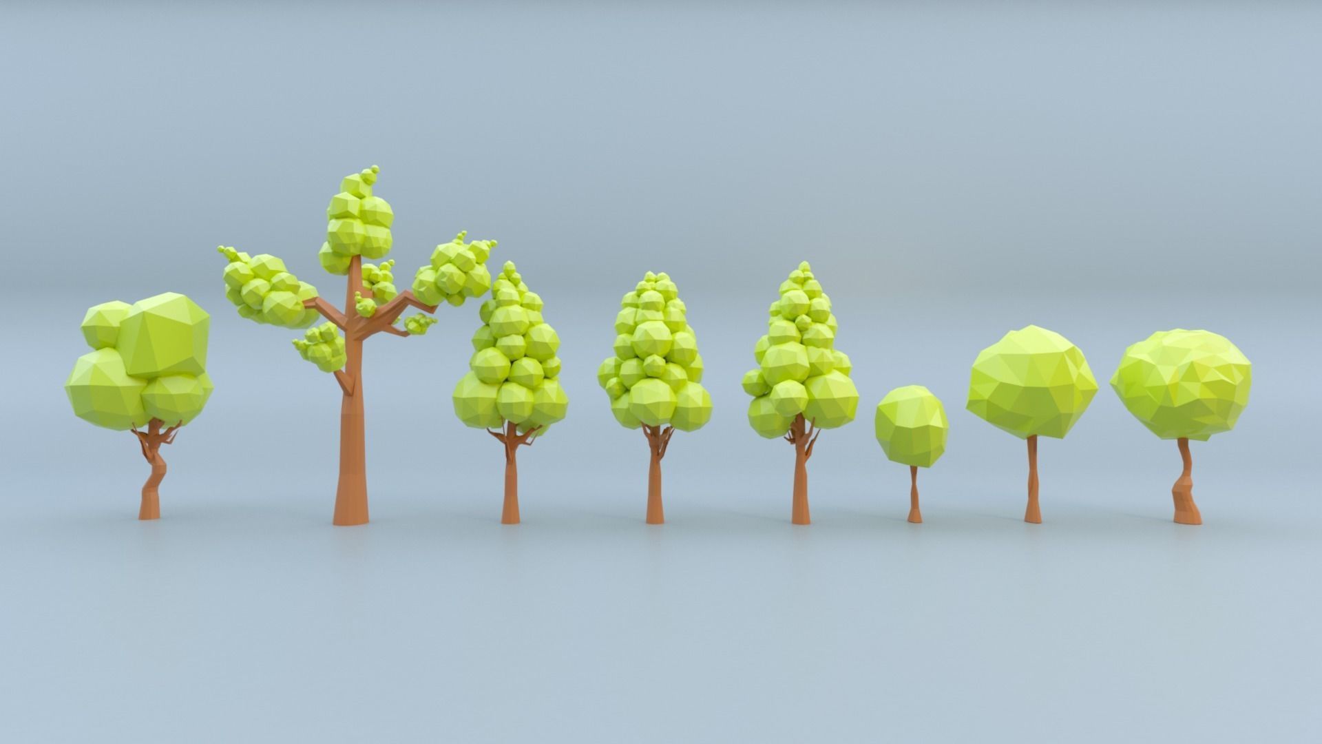 Low-poly 3D model Tree Set Low-poly 3D model_2