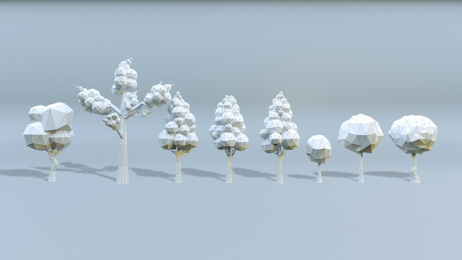 Low-poly 3D model Tree Set Low-poly 3D model_3
