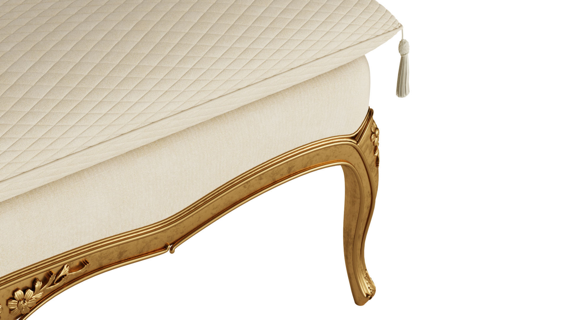 French Provincial Rococco Bench 3D model_2