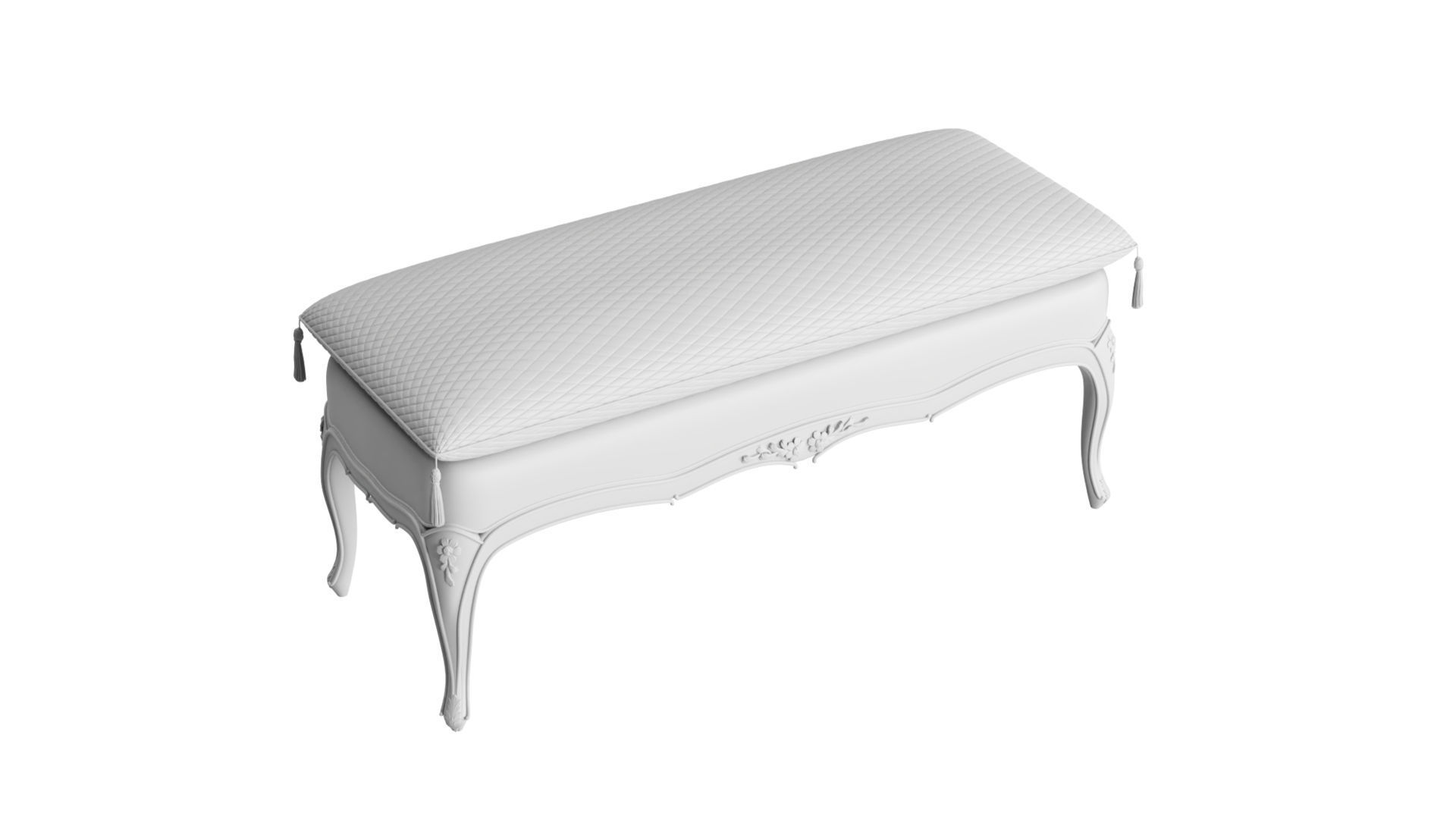 French Provincial Rococco Bench 3D model_4