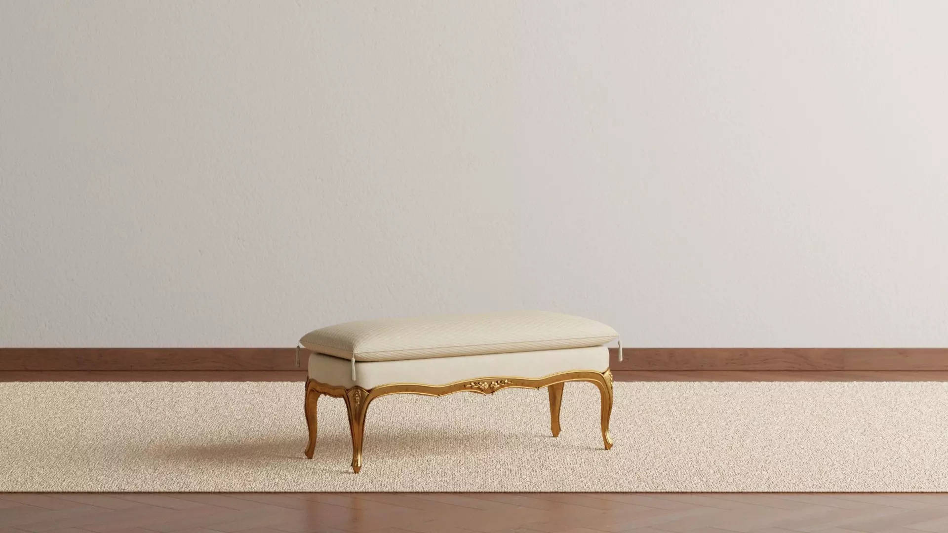 French Provincial Rococco Bench 3D model_0