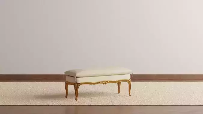 French Provincial Rococco Bench 3D model French Provincial Rococco Bench 3D model