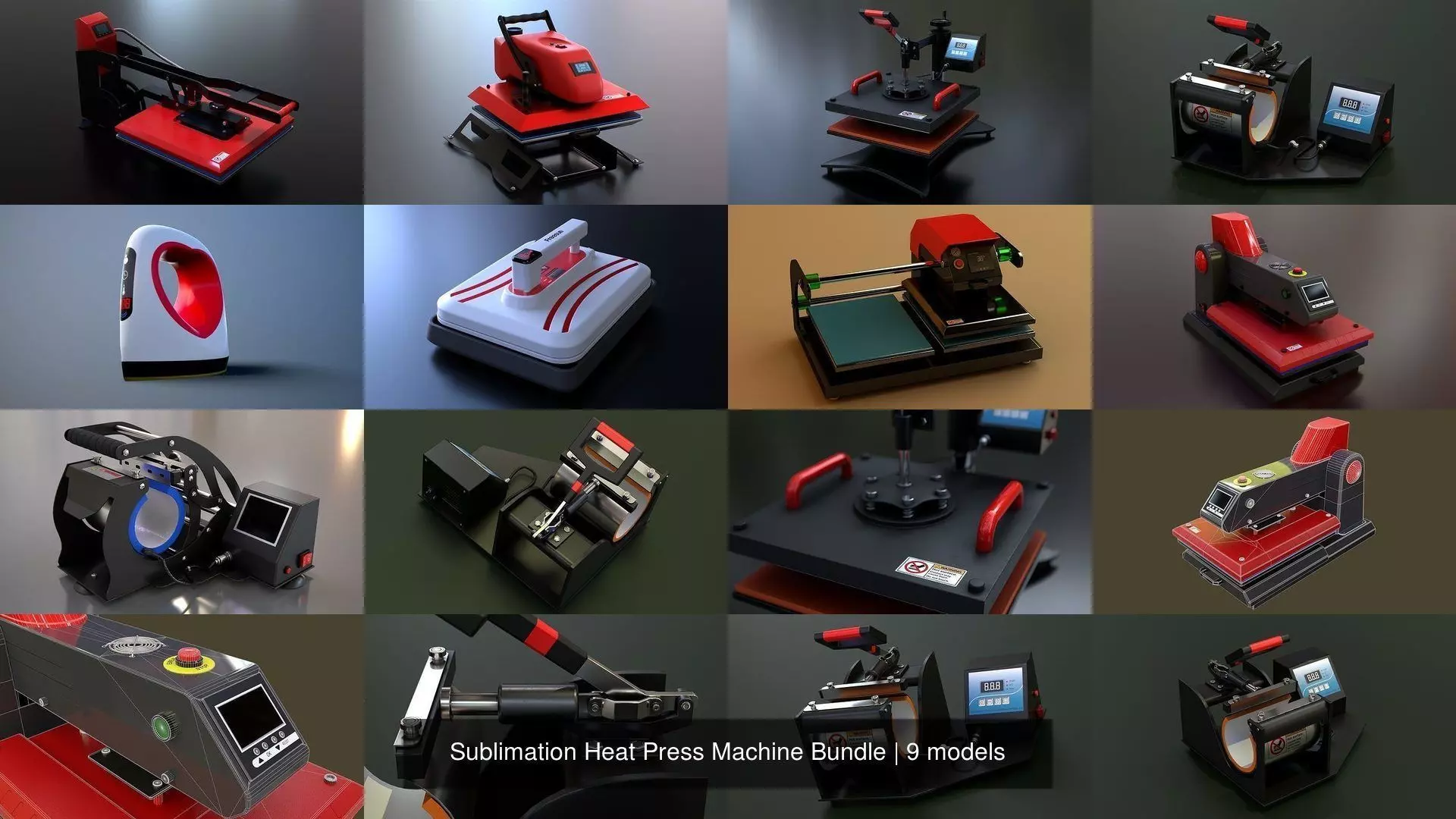 Sublimation Heat Press Machine Bundle 3D Model Collection_11