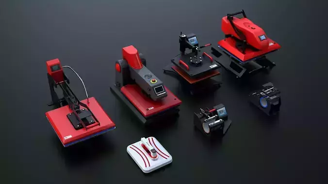 Sublimation Heat Press Machine Bundle 3D Model Collection