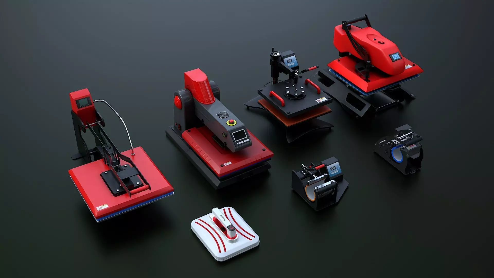 Sublimation Heat Press Machine Bundle 3D Model Collection_0