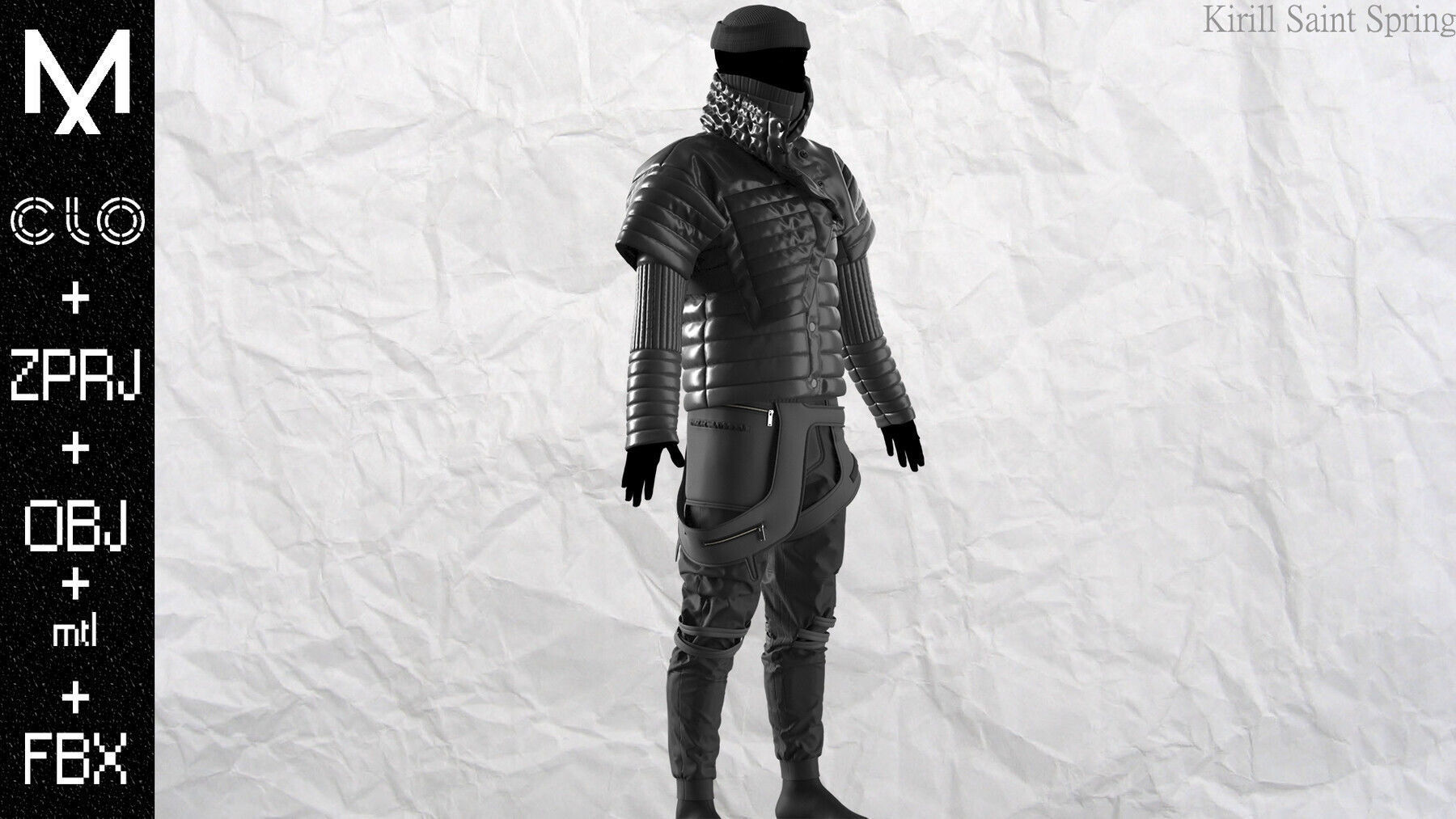 Cyberpunk Outfit Marvelous designer Clo3d OBJ mtl FBX ZPRJ 3D model_3