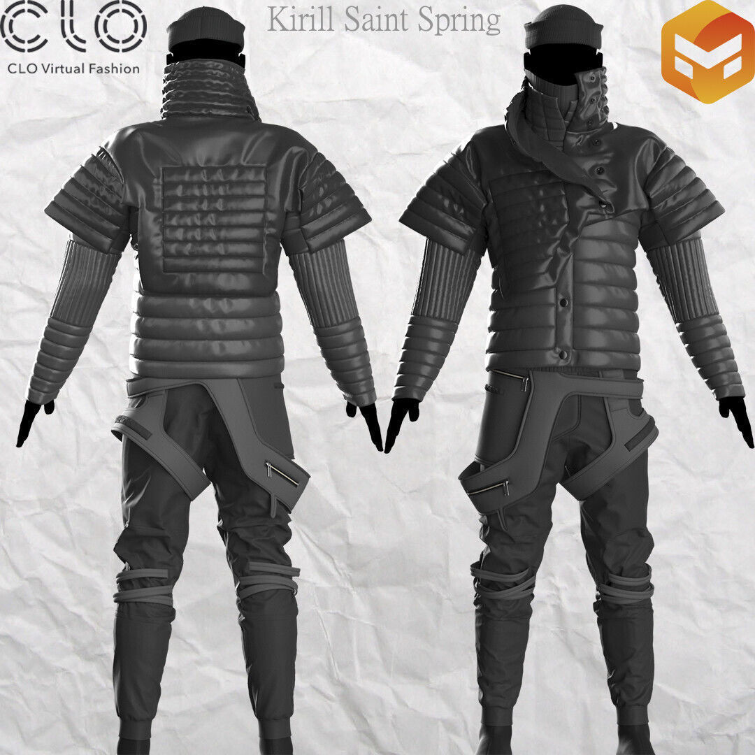 Cyberpunk Outfit Marvelous designer Clo3d OBJ mtl FBX ZPRJ 3D model_1