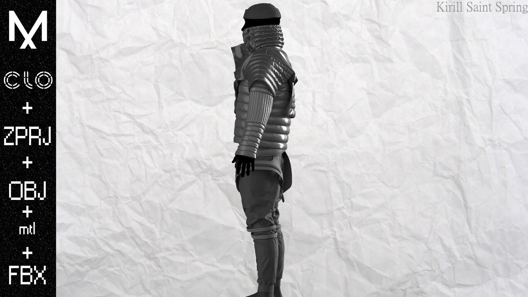 Cyberpunk Outfit Marvelous designer Clo3d OBJ mtl FBX ZPRJ 3D model_5