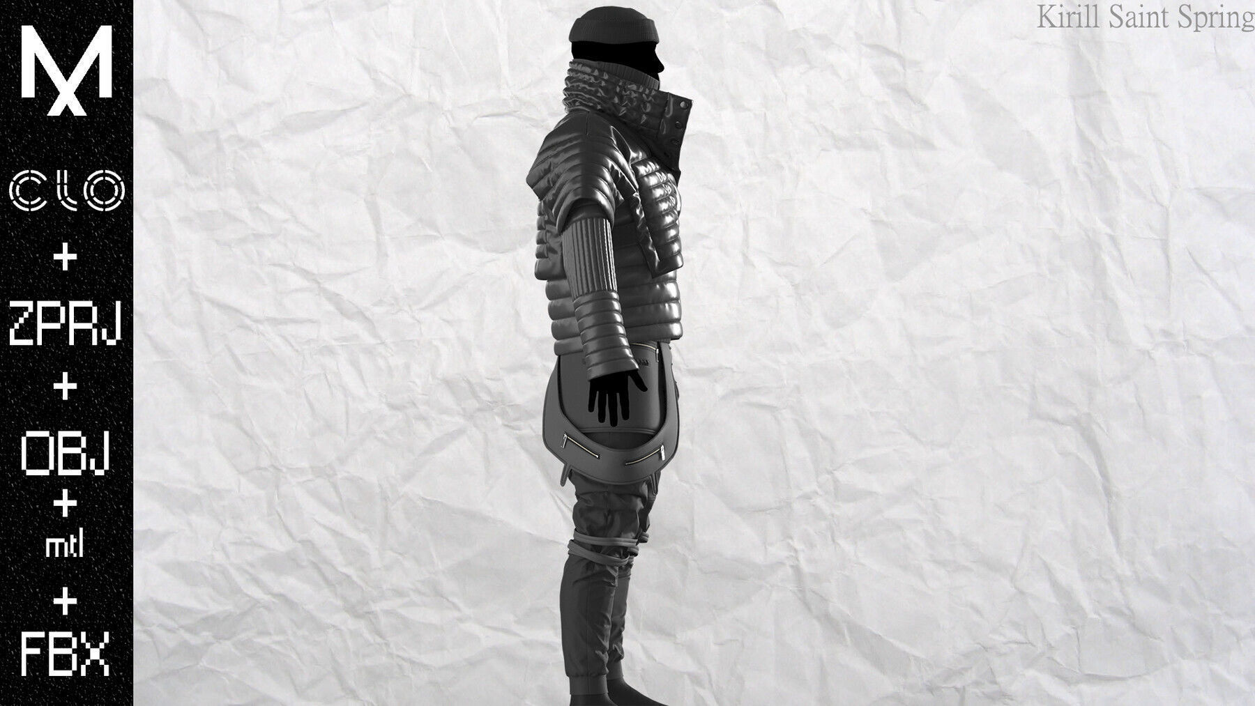 Cyberpunk Outfit Marvelous designer Clo3d OBJ mtl FBX ZPRJ 3D model_7