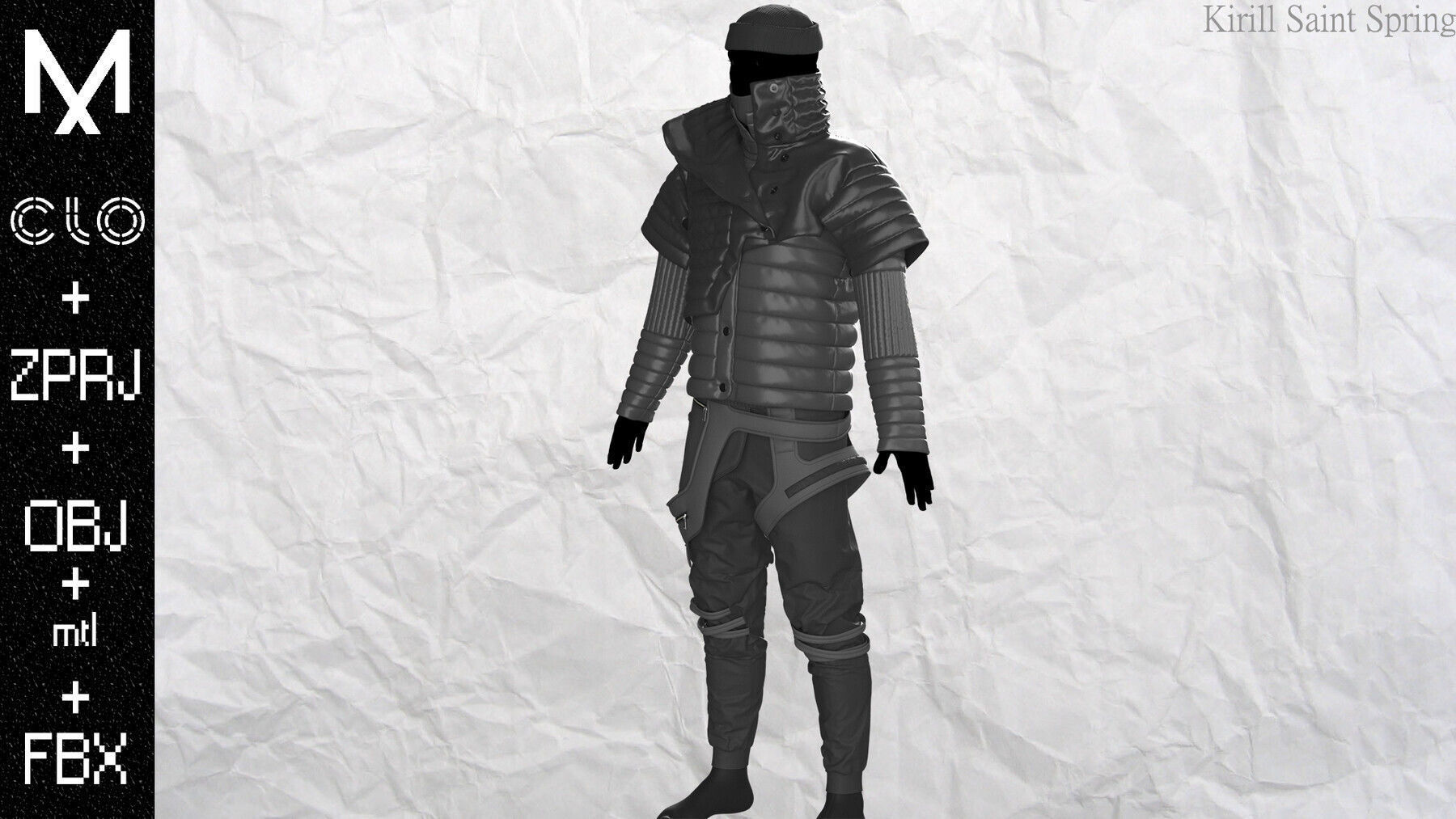 Cyberpunk Outfit Marvelous designer Clo3d OBJ mtl FBX ZPRJ 3D model_4