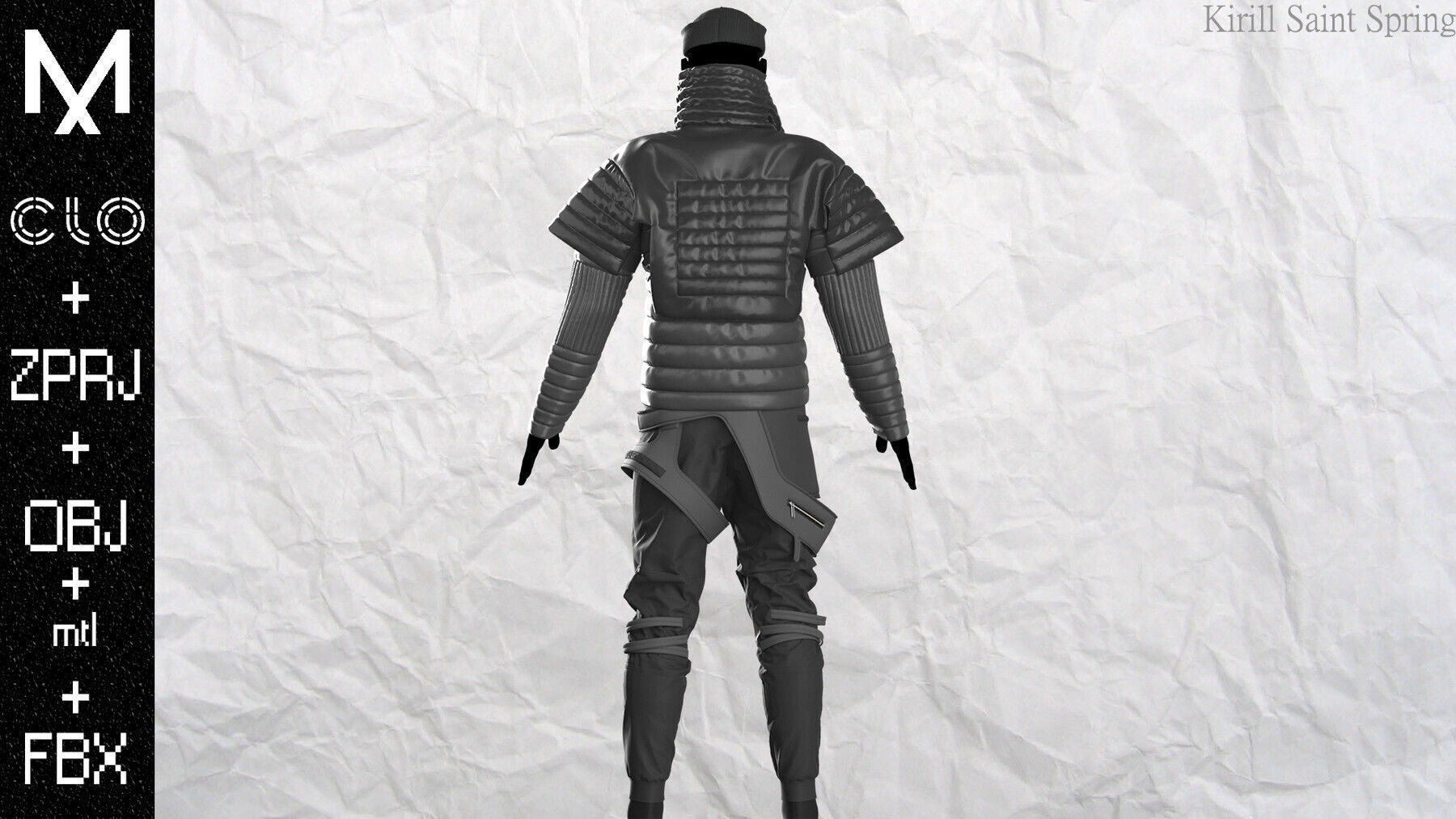 Cyberpunk Outfit Marvelous designer Clo3d OBJ mtl FBX ZPRJ 3D model_6