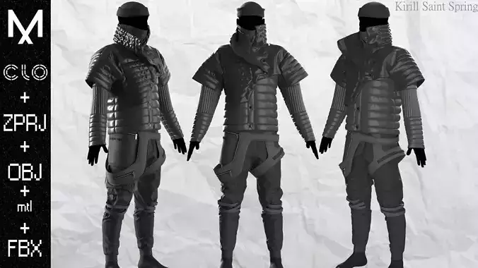 Cyberpunk Outfit Marvelous designer Clo3d OBJ mtl FBX ZPRJ