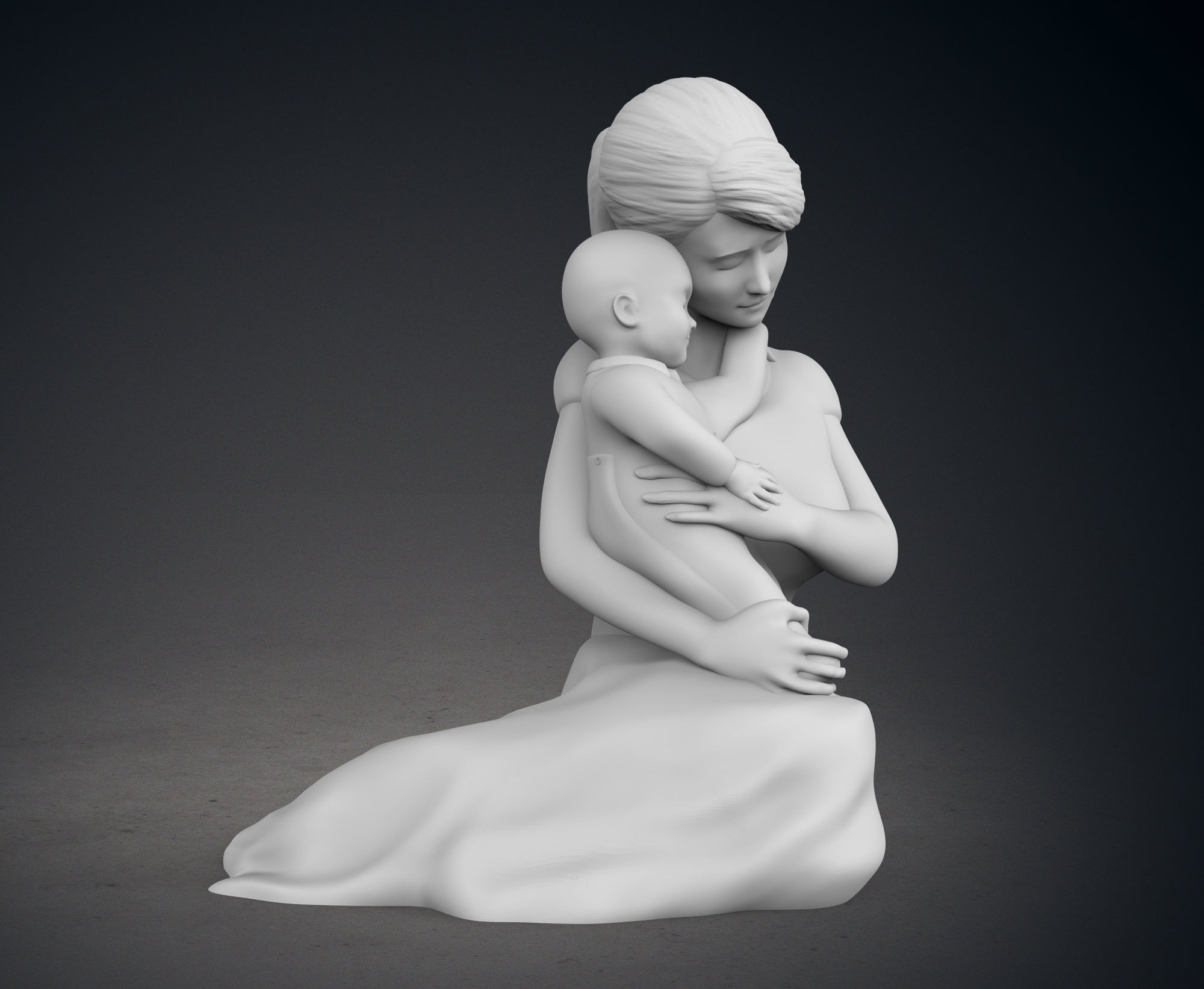 Mother and her child 3D print model_8