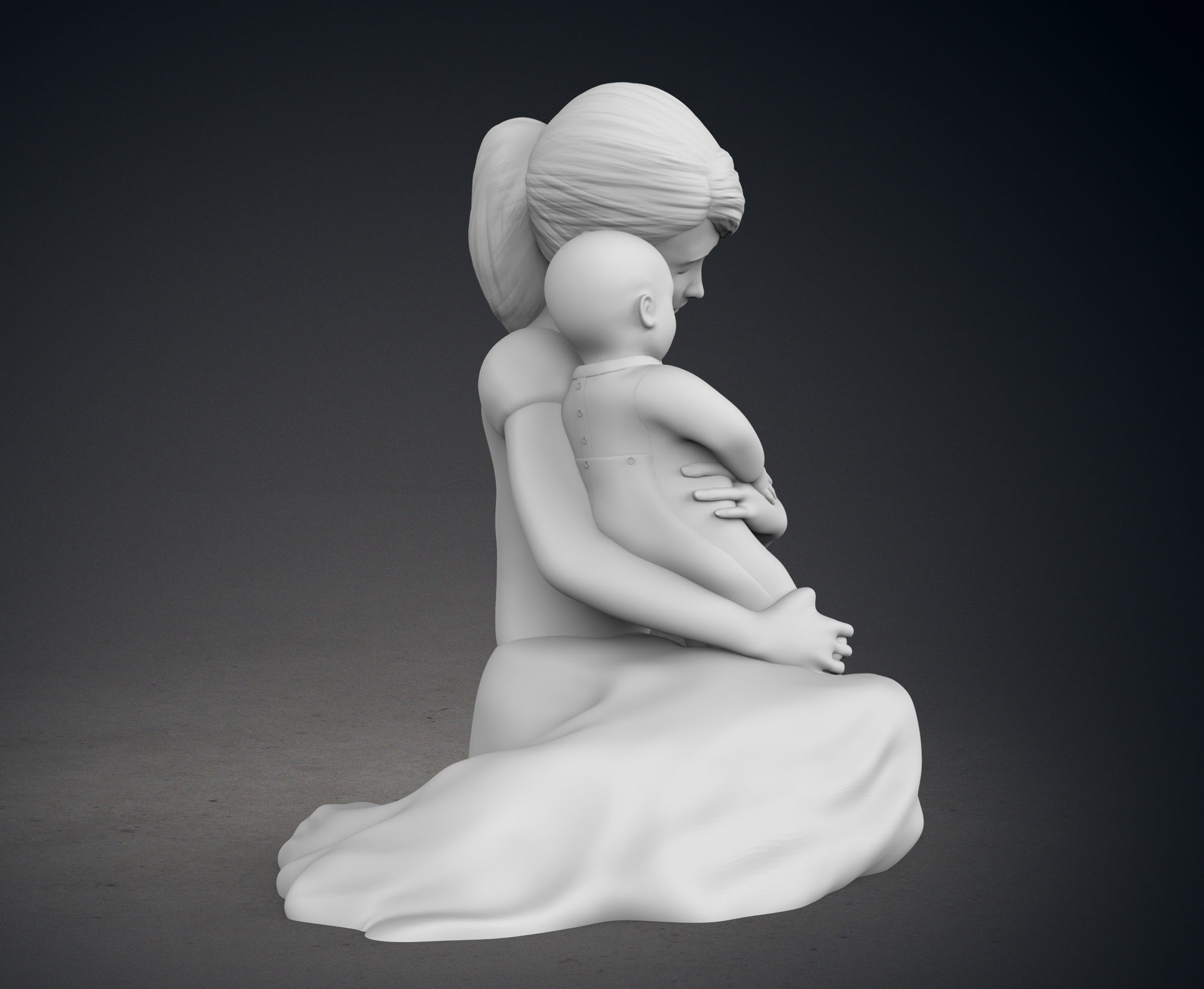 Mother and her child 3D print model_7
