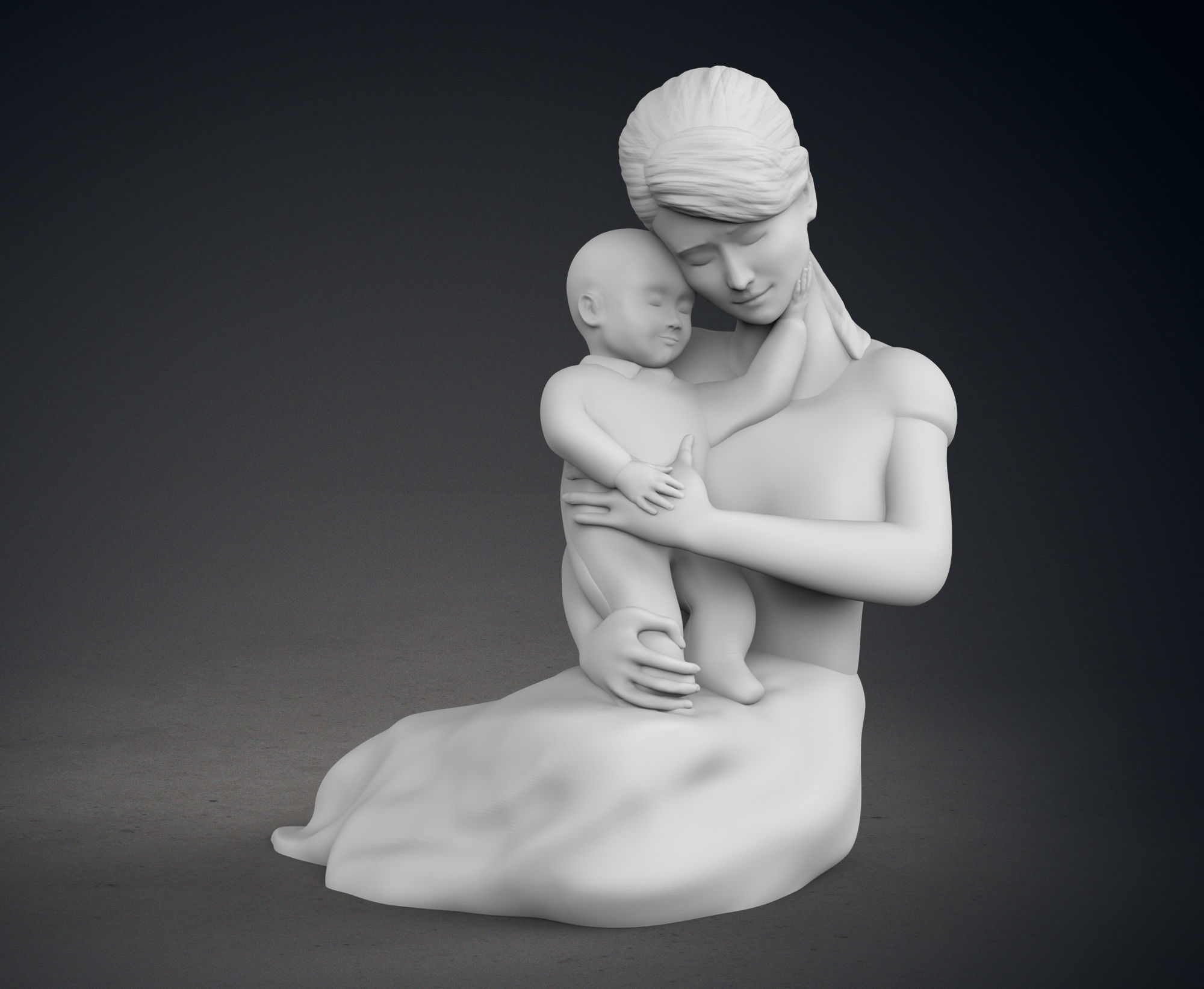 Mother and her child 3D print model_9