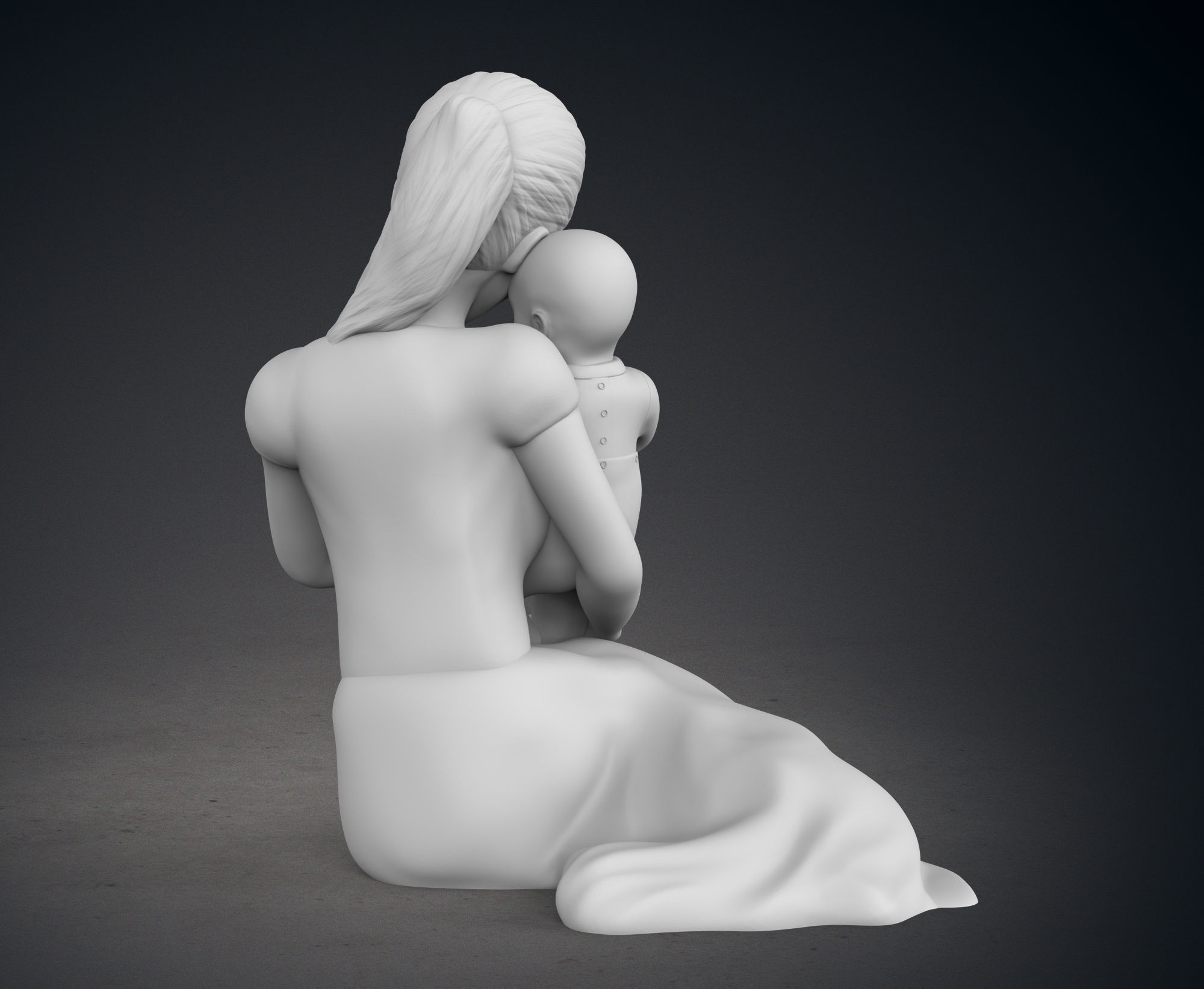Mother and her child 3D print model_5