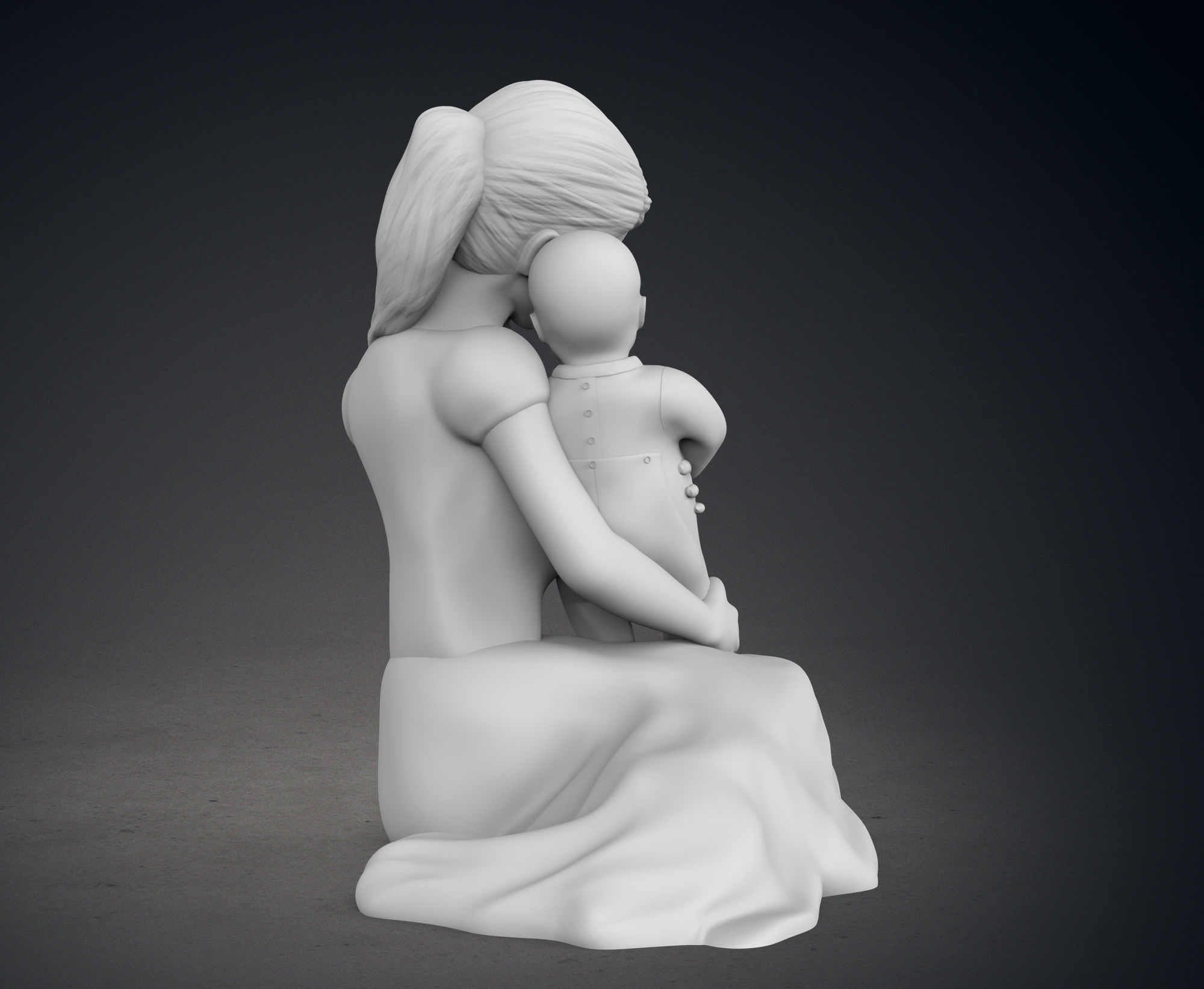 Mother and her child 3D print model_6