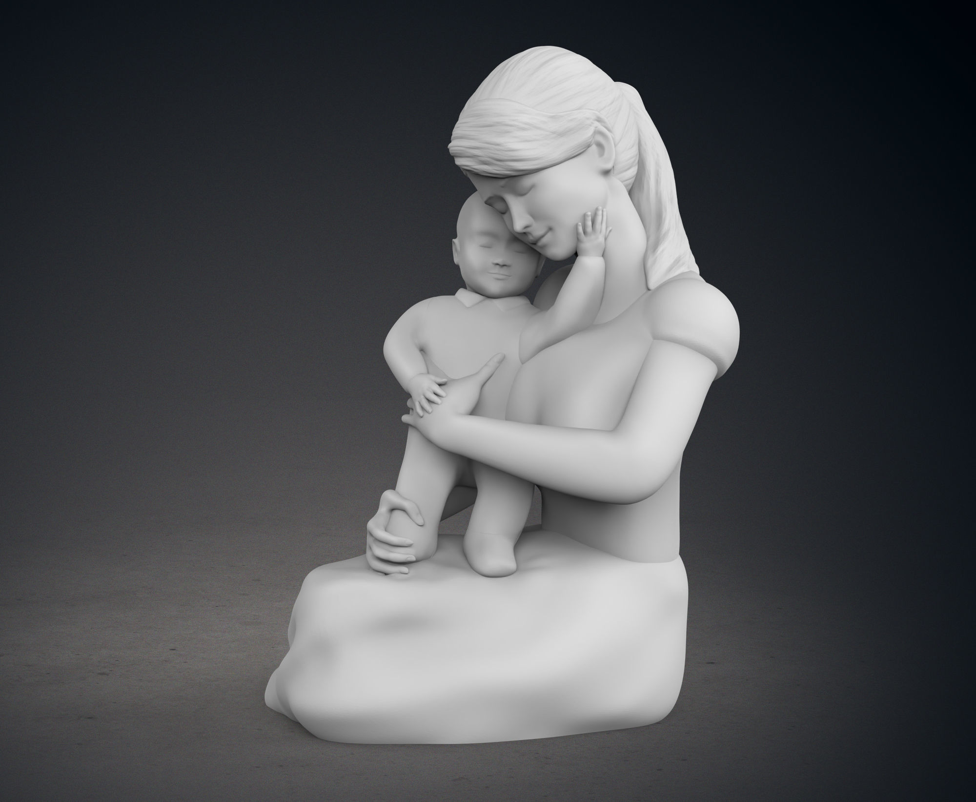 Mother and her child 3D print model_2