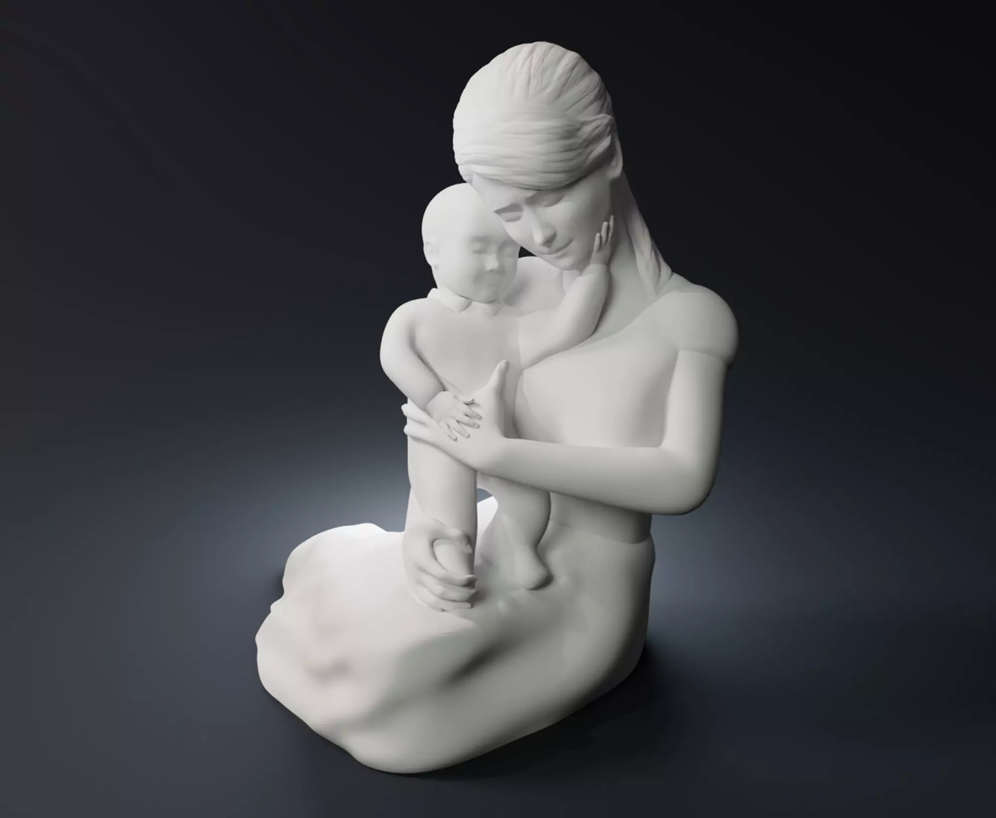 Mother and her child 3D print model_0