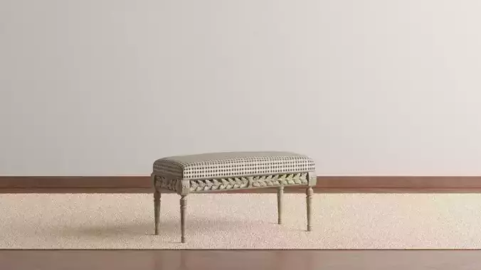 Stained White Carved Bench 3D model
