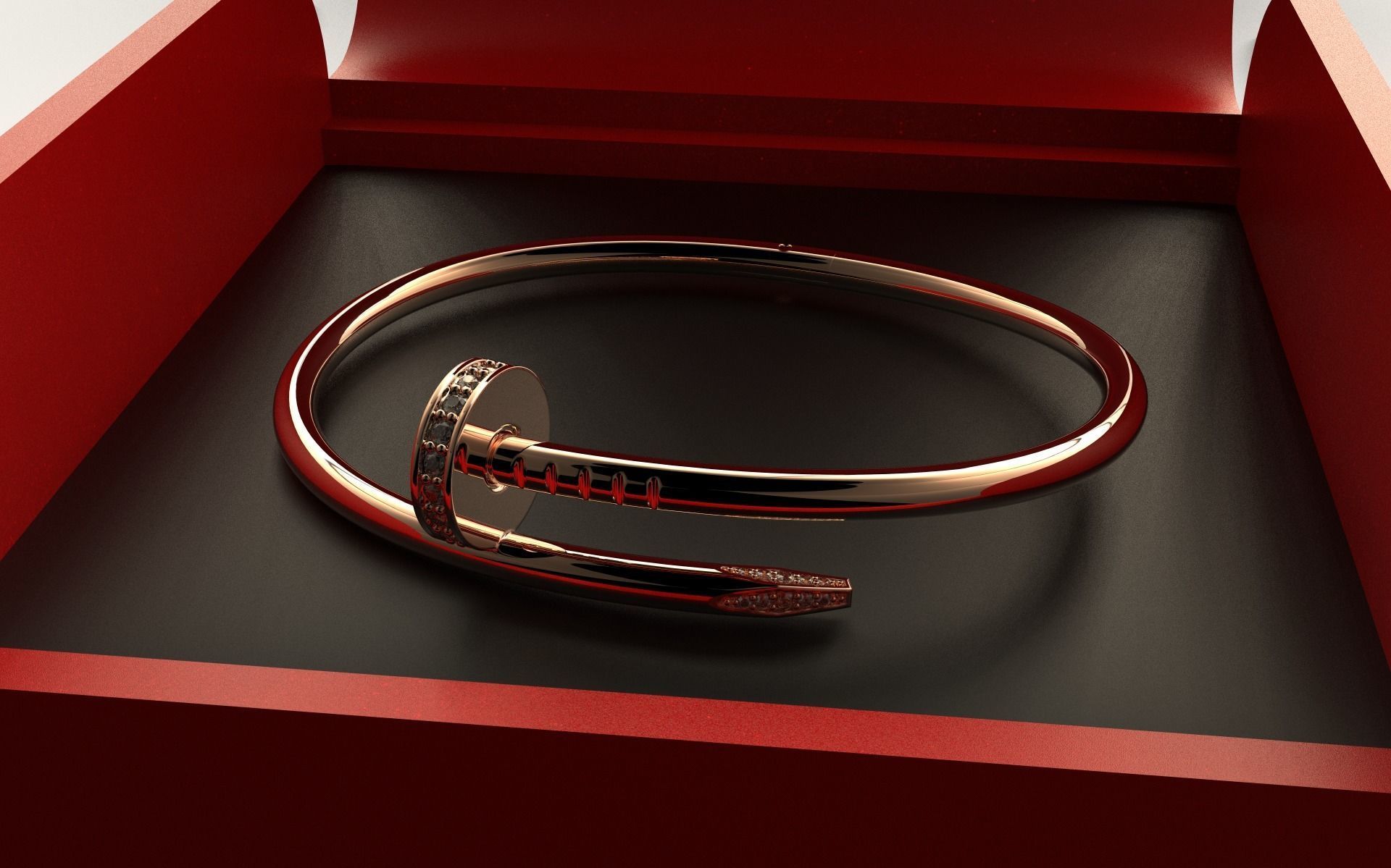 Bracelets JUSTE UN CLOU  New lock Mechanizme R15 3D print model_1