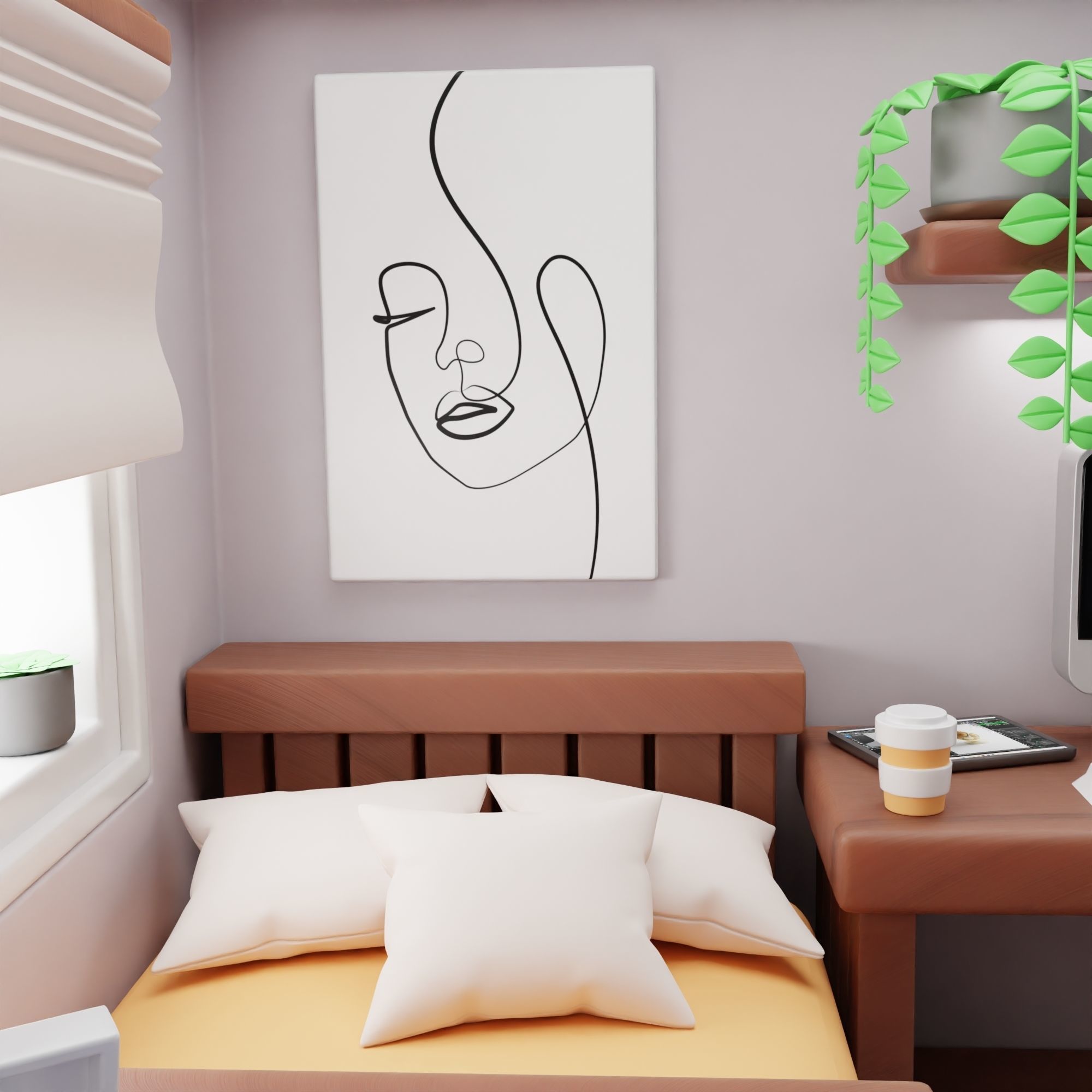Cozy bedroom 3D model_4
